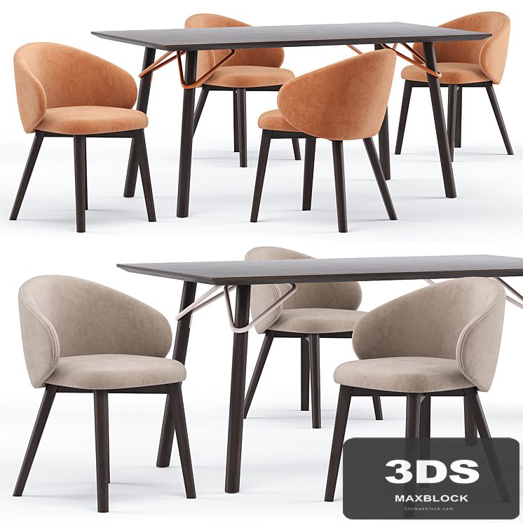 Tria table CB4807-FR 160 and Tuka rounded chair - connubia calligaris