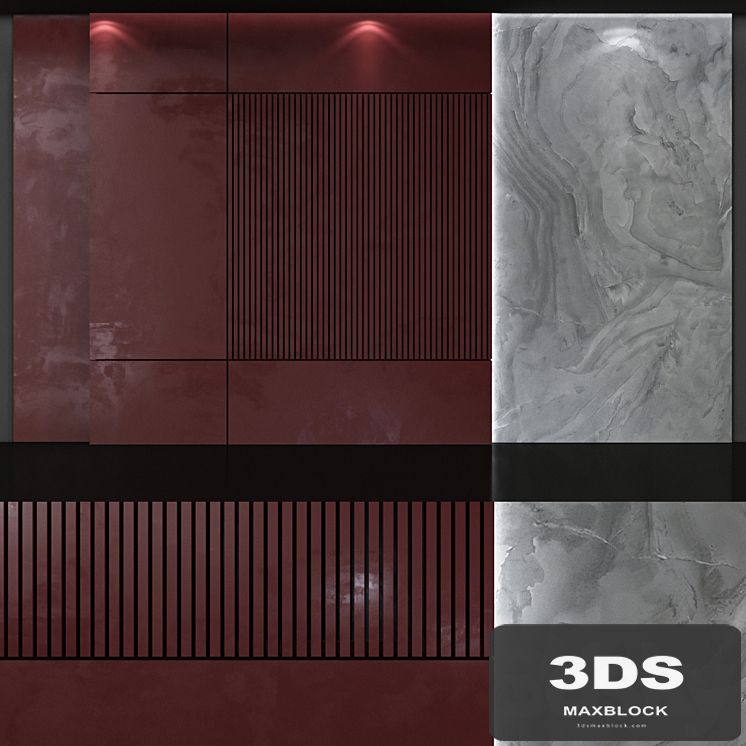 Decorative 3d panel Unitile Life Milan and burgundy MDF panels
