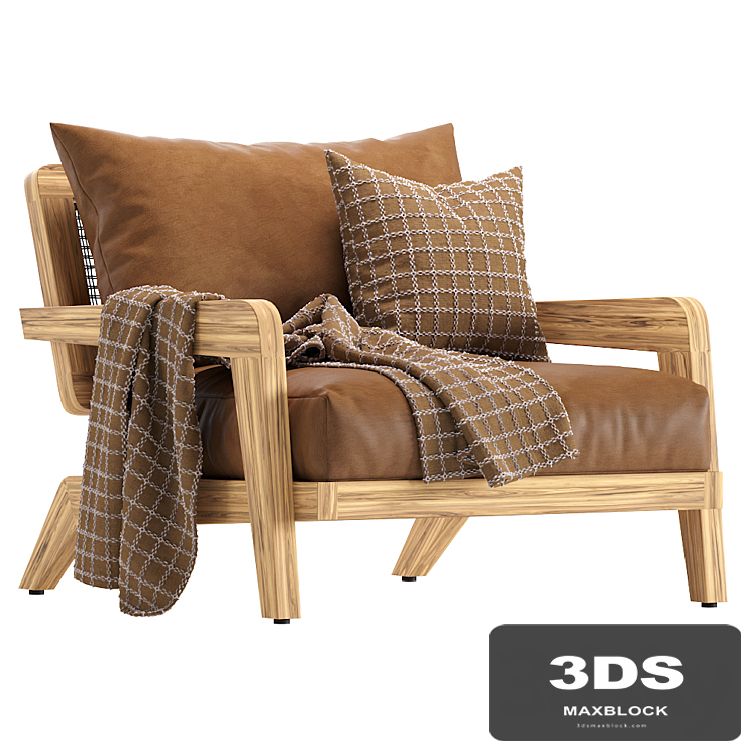 Coco Republic Claude Outdoor leather Lounge Chair