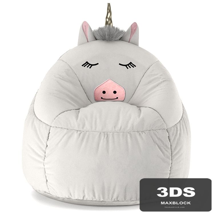 Kids Bean Bag Chair White Unicorn - Pillowfort ™