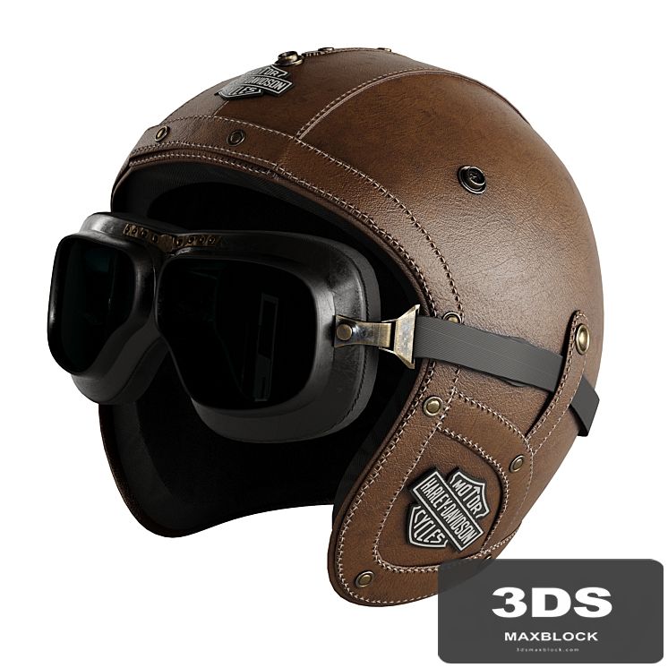 Leather moto helmet