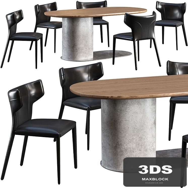 Dining table Natuzzi Ombra and chair Natuzzi Pi Greco