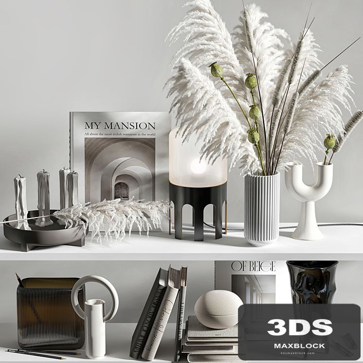 Decorative set for shelves with mixed bouquet 08
