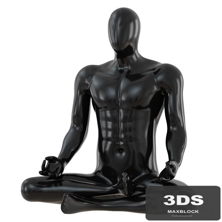 Male abstract mannequin sitting in yoga pose 110