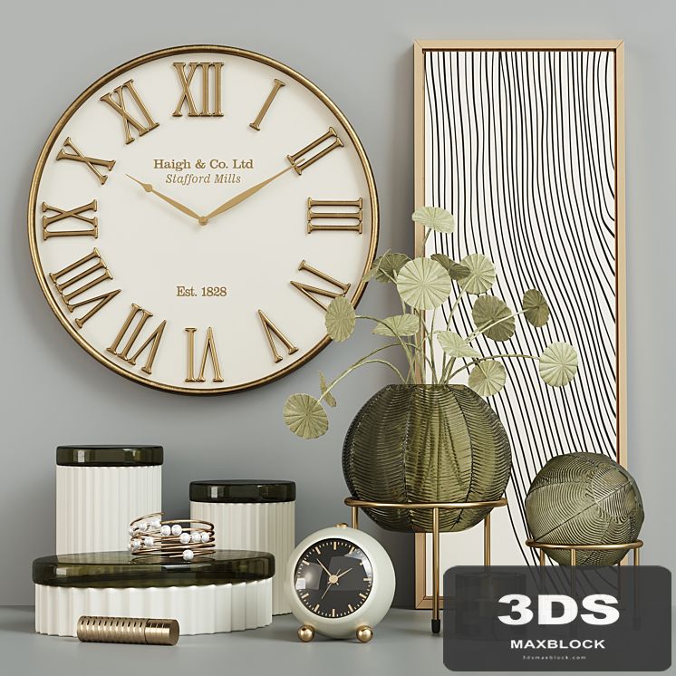 Green Round Vase Decorative Set