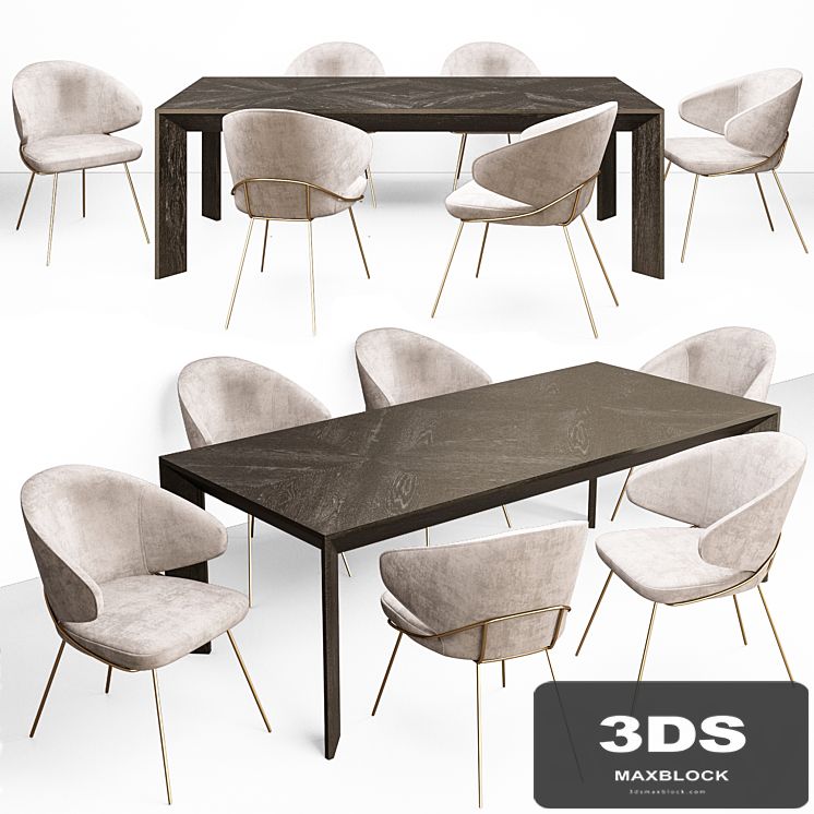 Eichholtz Tremont Table and Kinley Chair Set