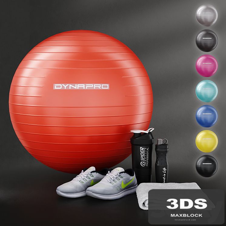 Fitness set for gym decorating. Sport equipment. Set