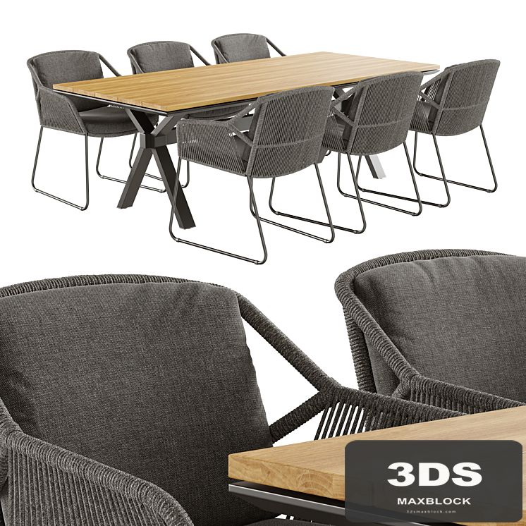Outdoor garden wicker woven dining set 4so accor
