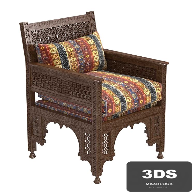 Syrian Inlaid Wooden Chair