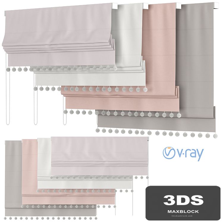 Roman Curtains 56 | Rh Baby & child | POM-POM LINEN-COTTON ROMAN SHADE