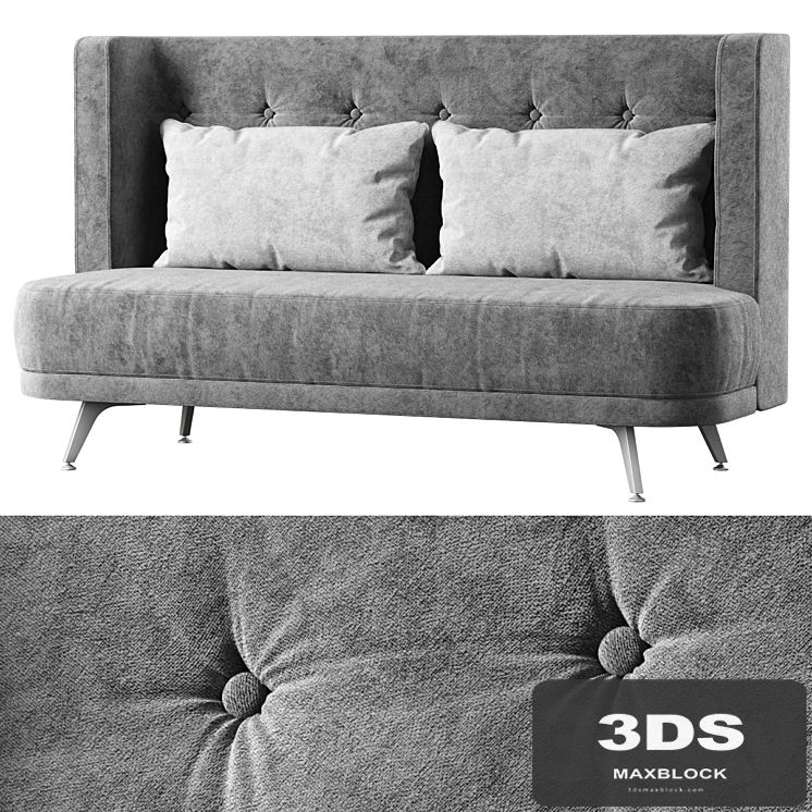 Velor two-seater restaurant sofa KL016 / Two-seater sofa with carriage pull