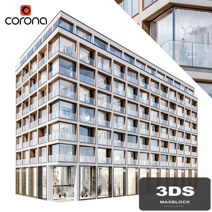 Modern residential building 06 | night + interiors