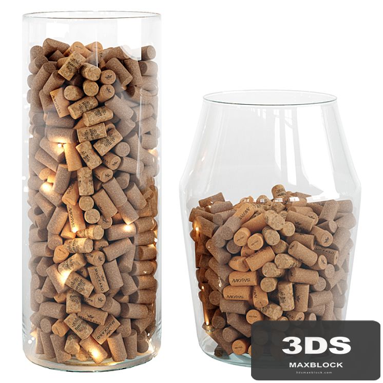 Wine corks in a vase decor