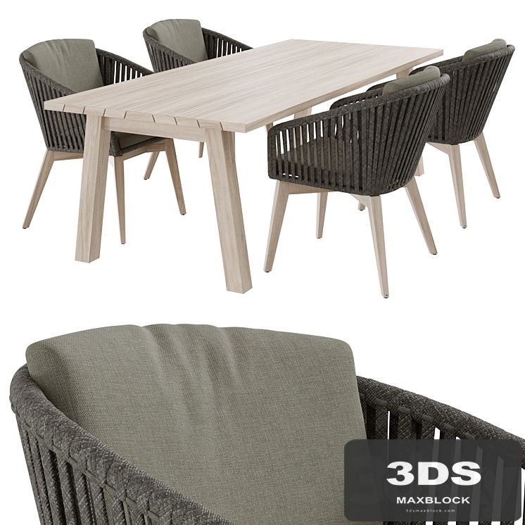 Outdoor garden wicker woven dining set 4so Santander