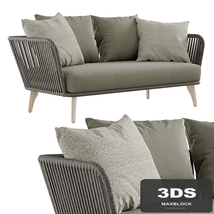 Outdoor garden wicker woven 2-seater sofa 4so santander