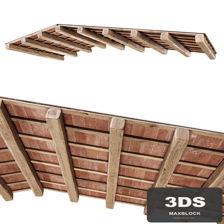 Wooden ceiling with ceramic tiles / Gable wooden ceiling