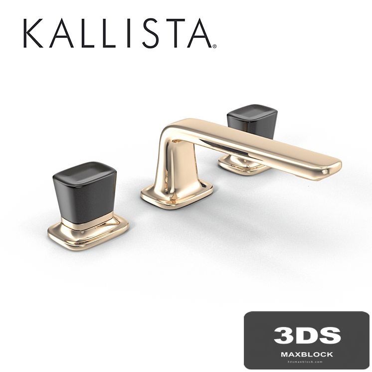 Kallista BASIN FAUCET SET BLACK CRYSTAL KNOB HANDLES