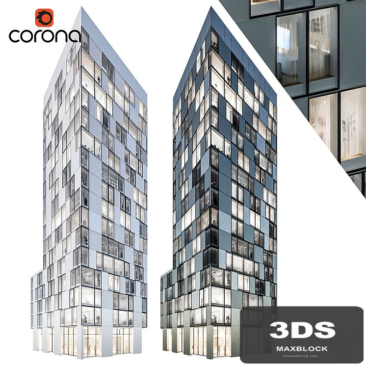 Modern residential building 08 | night + interiors