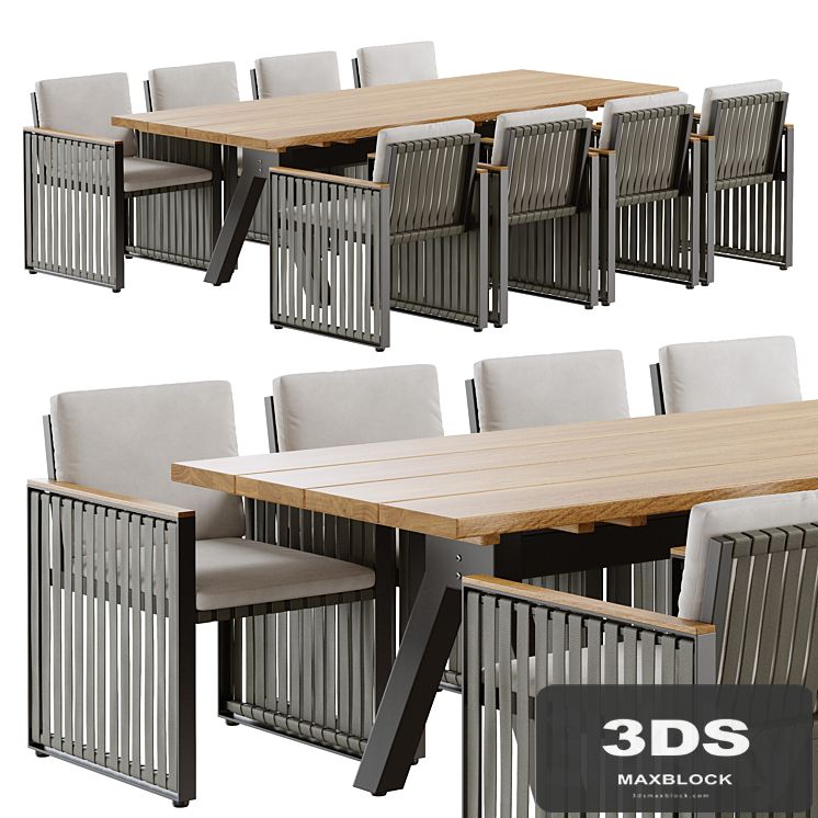 Outdoor garden wicker woven dining set Skyline design Horizon