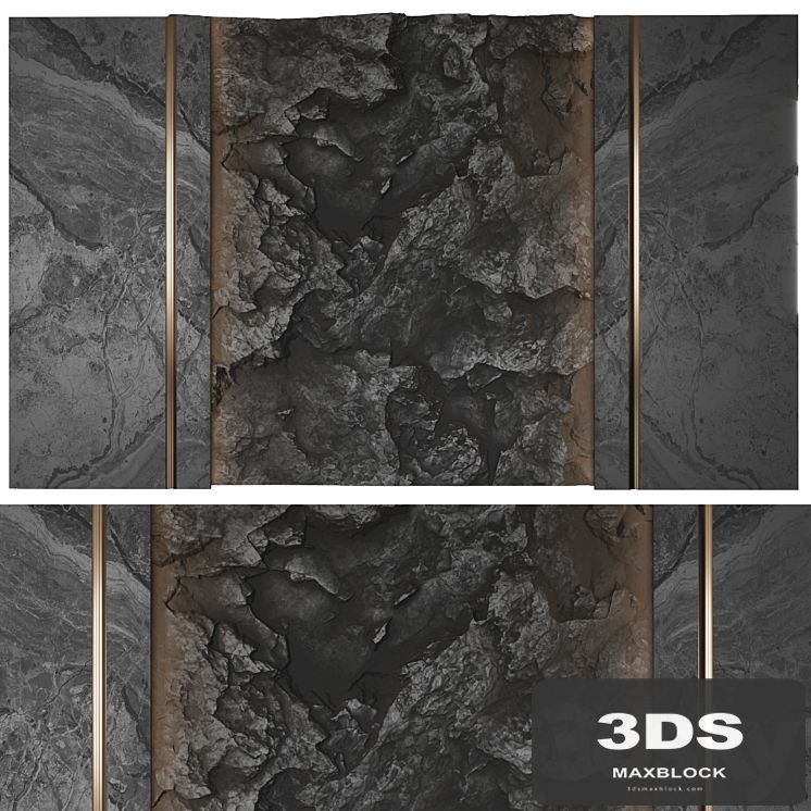 Wall panel with a black rock