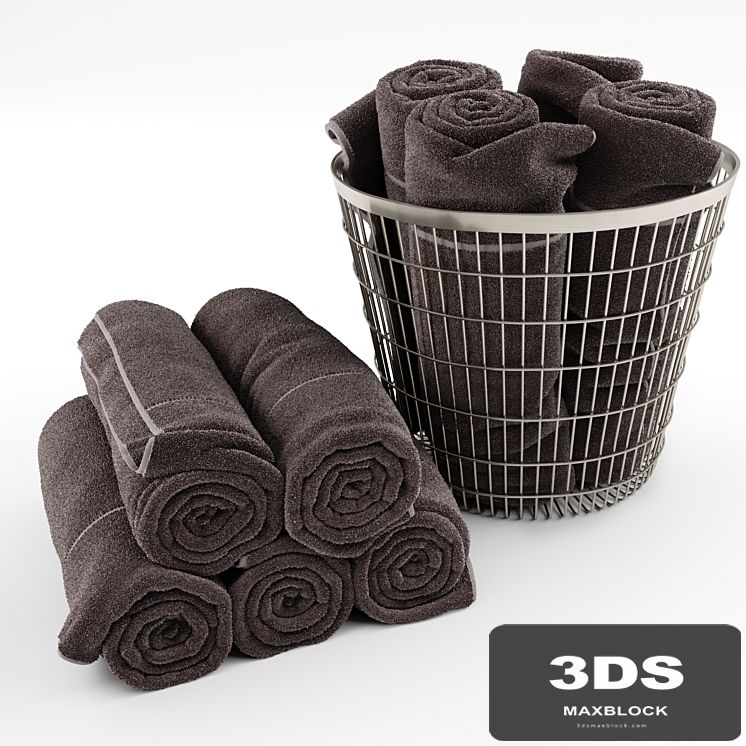 Set of towels in the basket