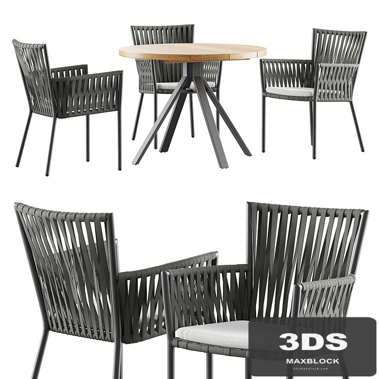 Outdoor garden wicker woven dining set Skyline design Bowline