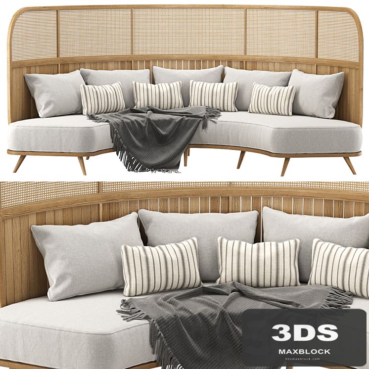 Garden round sofa R157 High back / Semicircular sofa in rattan