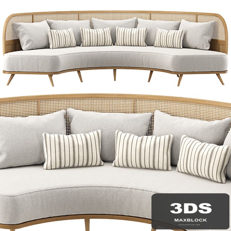 Garden round sofa R157 / Semi-circular rattan sofa