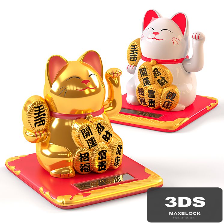 Maneki Neko Cat White and Gold