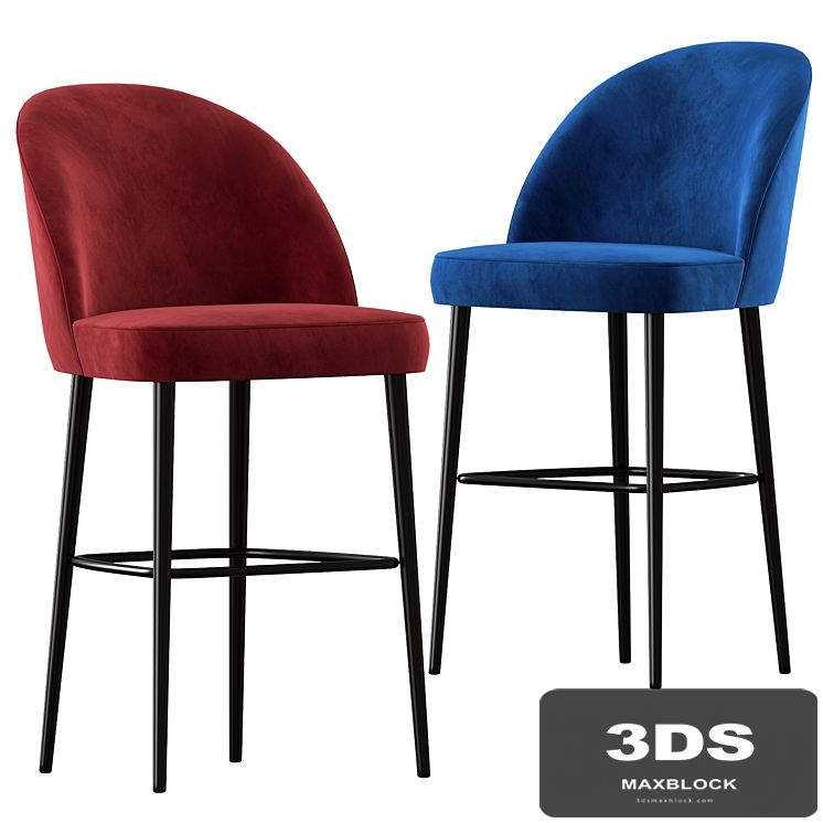 Austen Bar Stool Plush Velvet by Heals