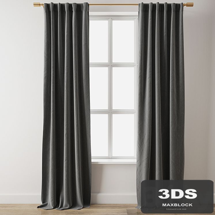 European Flax Linen Graduated Stripe Curtain-West Elm