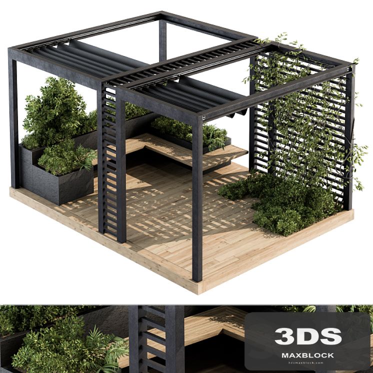 Roof Garden and Landscape Furniture with Pergola 05