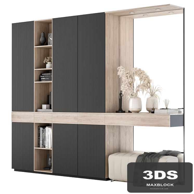 Hallway 08 - Black and Wood Set