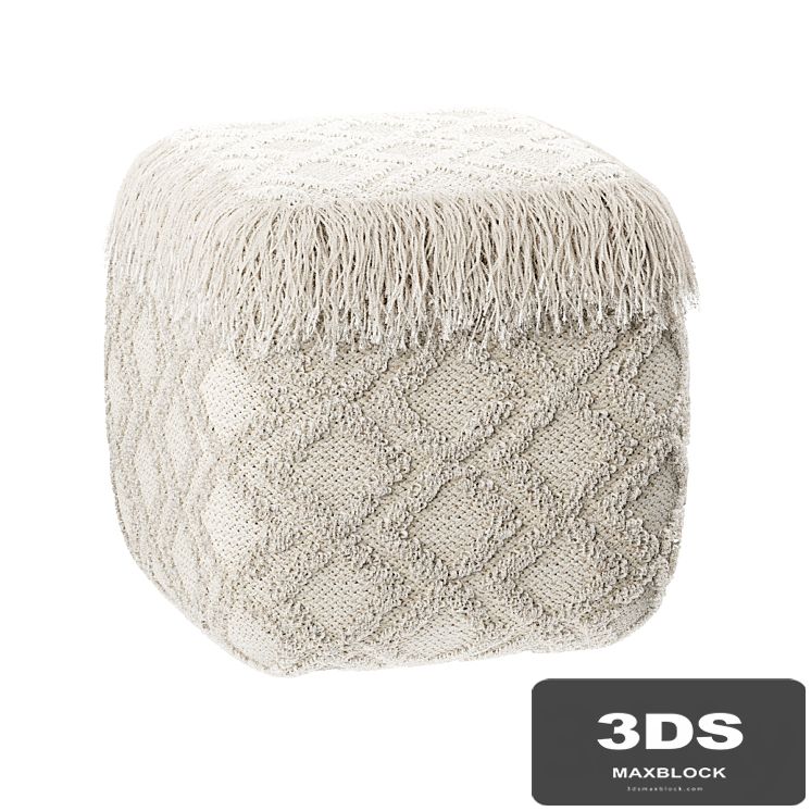 TOV Furniture Inca Geometric Square Fabric Pouf
