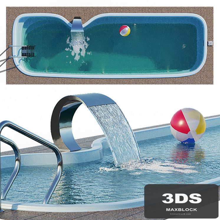 Narbonne composite pool with waterfall