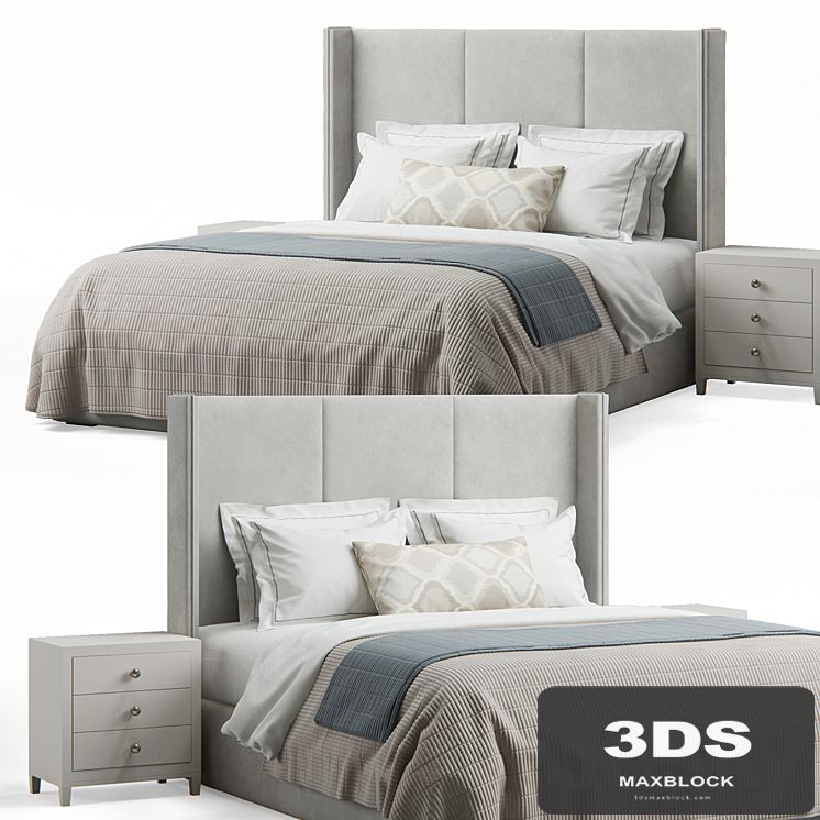 Striped Headboard Bed