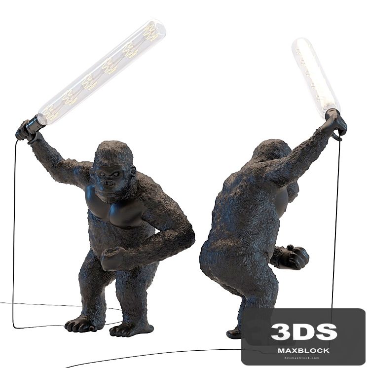 Table Lamp Animal Fighting Kong Mat Black
