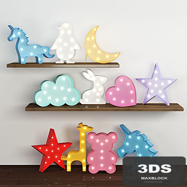 set of children's lamps