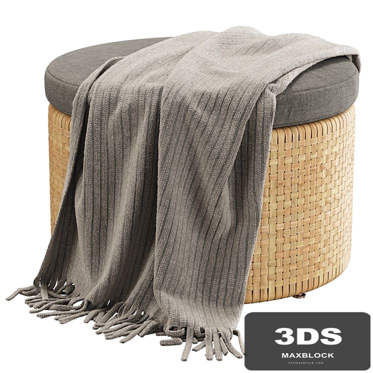 Monica rattan round pouf / Round rattan pouf