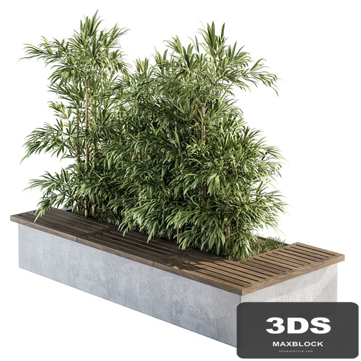 Urban Furniture / Architecture Bench with Plants- Set 11