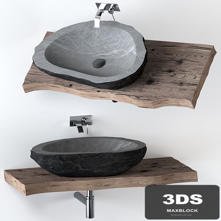 Stone washbasin with slab top