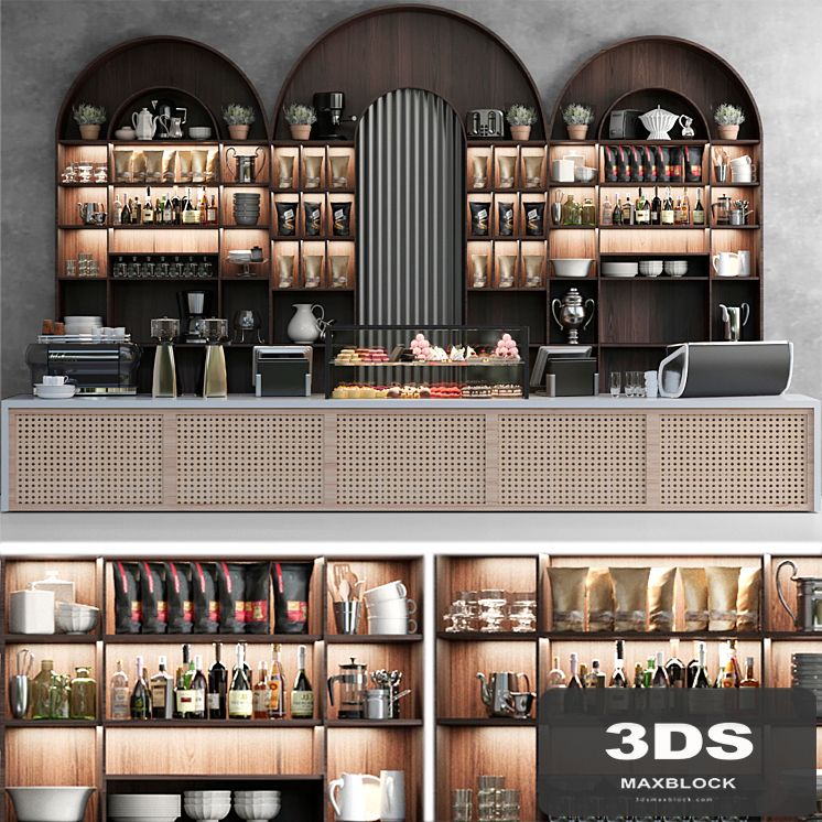 A huge design project for a cafe with desserts and a designer coffee machine. coffee point