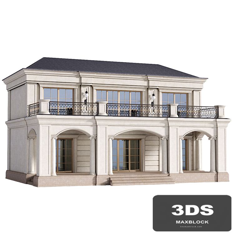 The facade of a private house in modern light classics. Fasad set contemporary