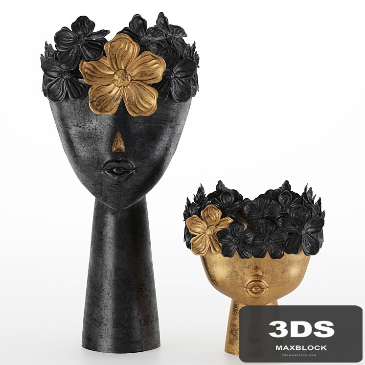 Floral Girls Bust Statue