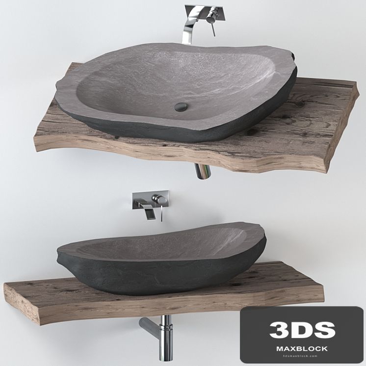 Stone washbasin with slab top