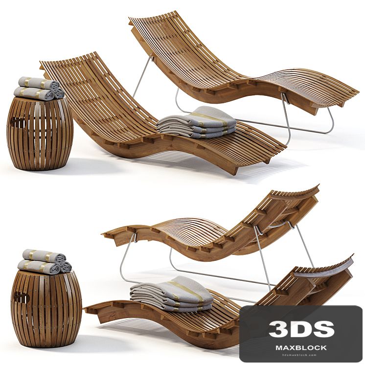 Swing teak stacking chaise longue