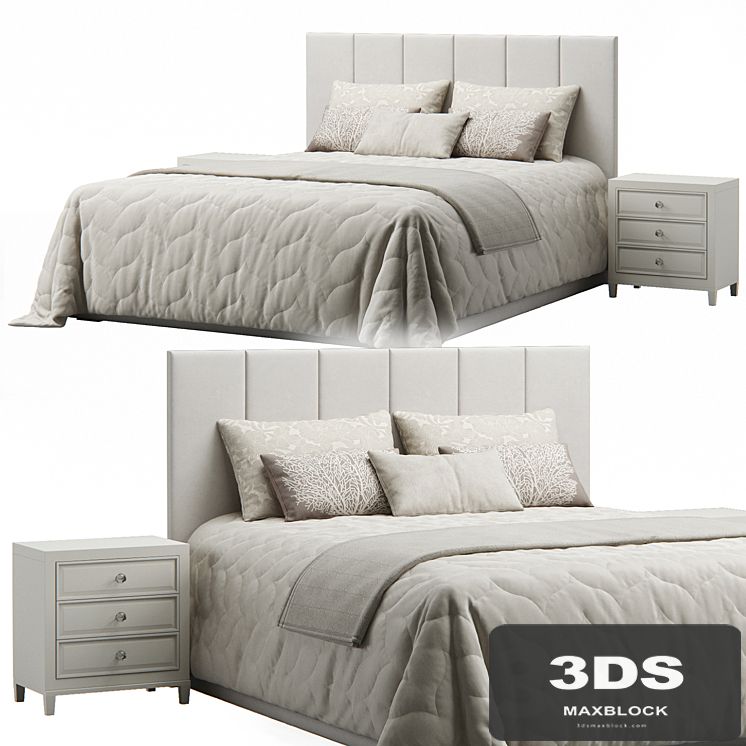 Striped Headboard Bed