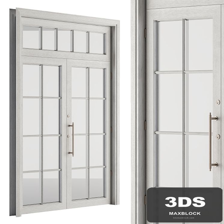 White Wooden Vintage Glass Door Set 19