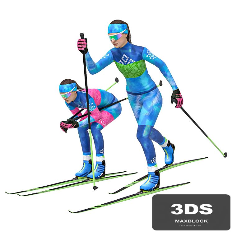 Female skier. Classic skiing