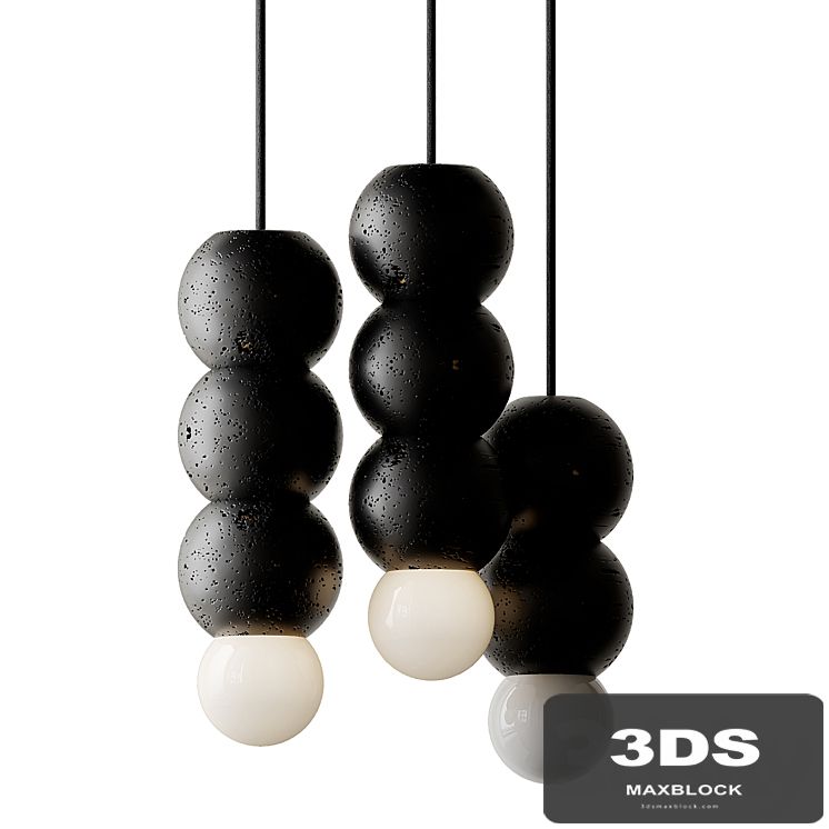 Lava Stone and Aluminum Pendant Light Ooops by Buzao
